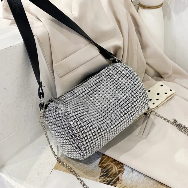 

Popular Bag Simple Daily Female Portable Women Chain Handbag Rhinestone Lady Fashion Party Chain Shoulder Bags New 2021