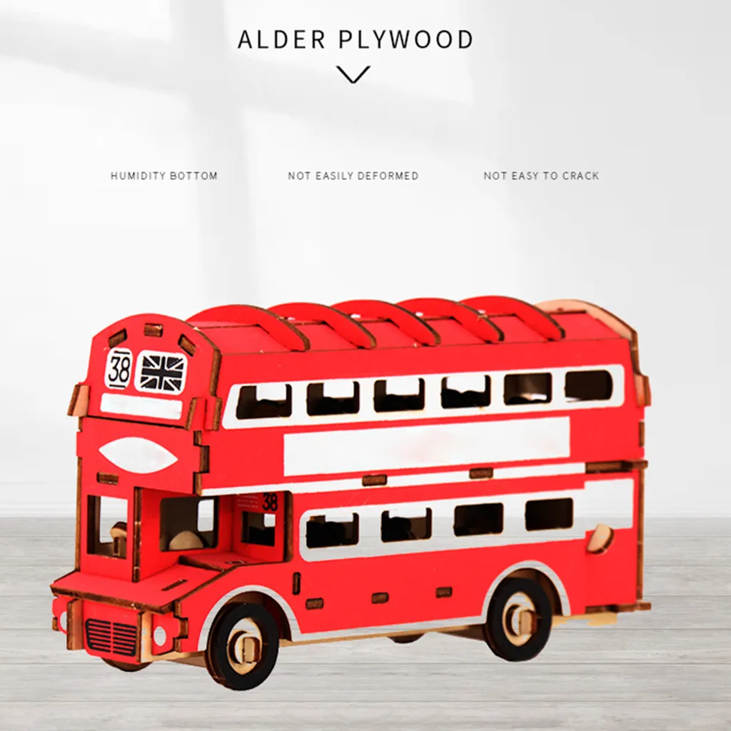 3D модель автобуса головоломки DIY ручной работы деревянные для сборки