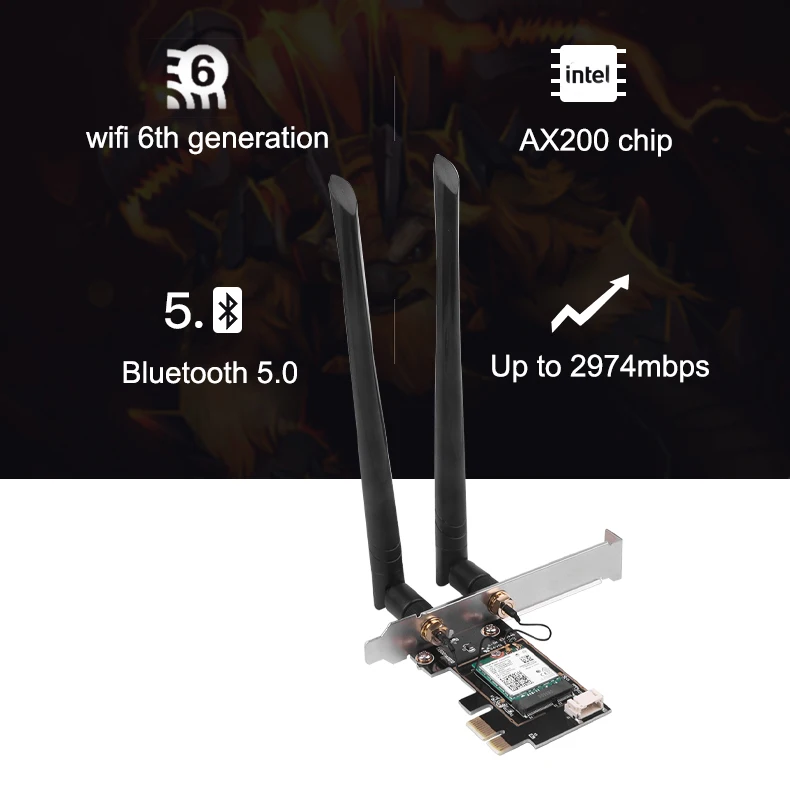 KuWFi Wifi 6 PCI-e сетевая карта Двухдиапазонная 3000 Мбит/с 802.11AX Bluetooth 5.0 Беспроводная Wifi6