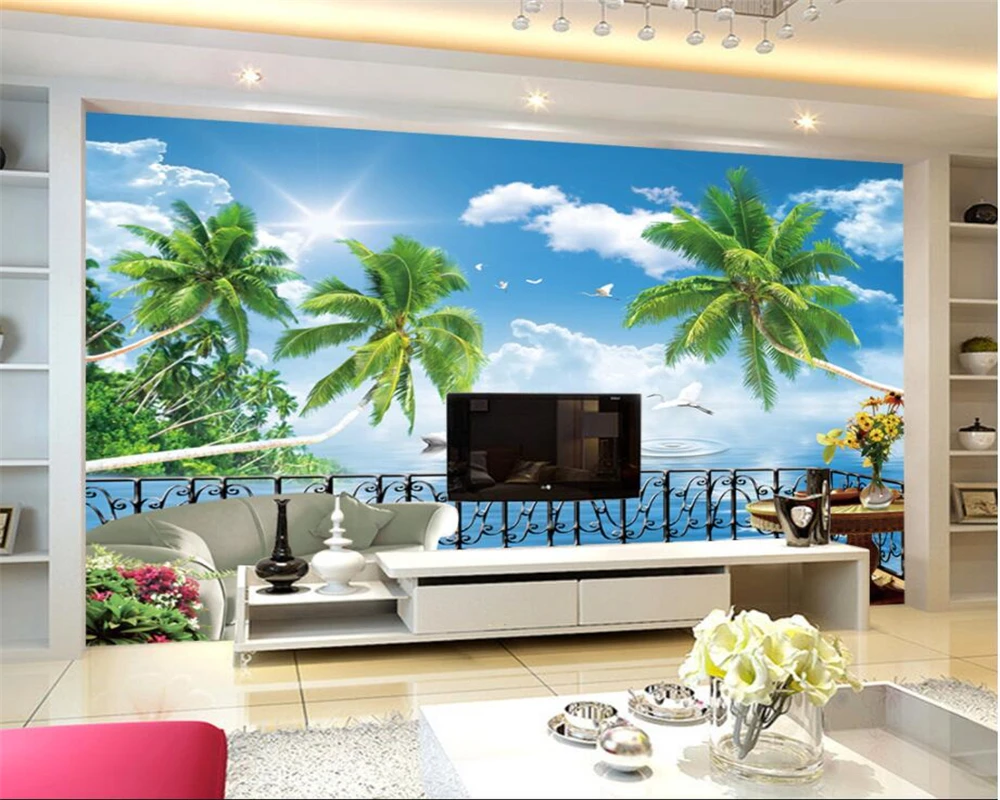 Большие пользовательские обои beibehang красивая мечта вид на море кокосовые деревья