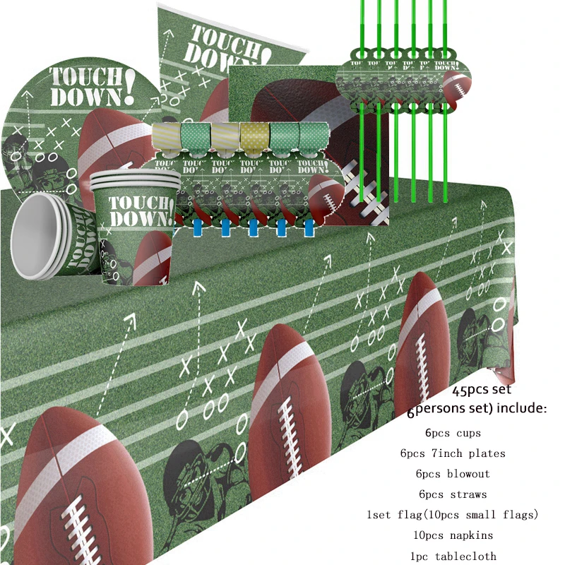 45 шт. Набор для американского футбола на 6 персон мальчиков день рождения