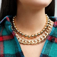 budrovky punk fashion gold color metal chain choker necklace women maxi bib statement necklace collar jewelry wholesale