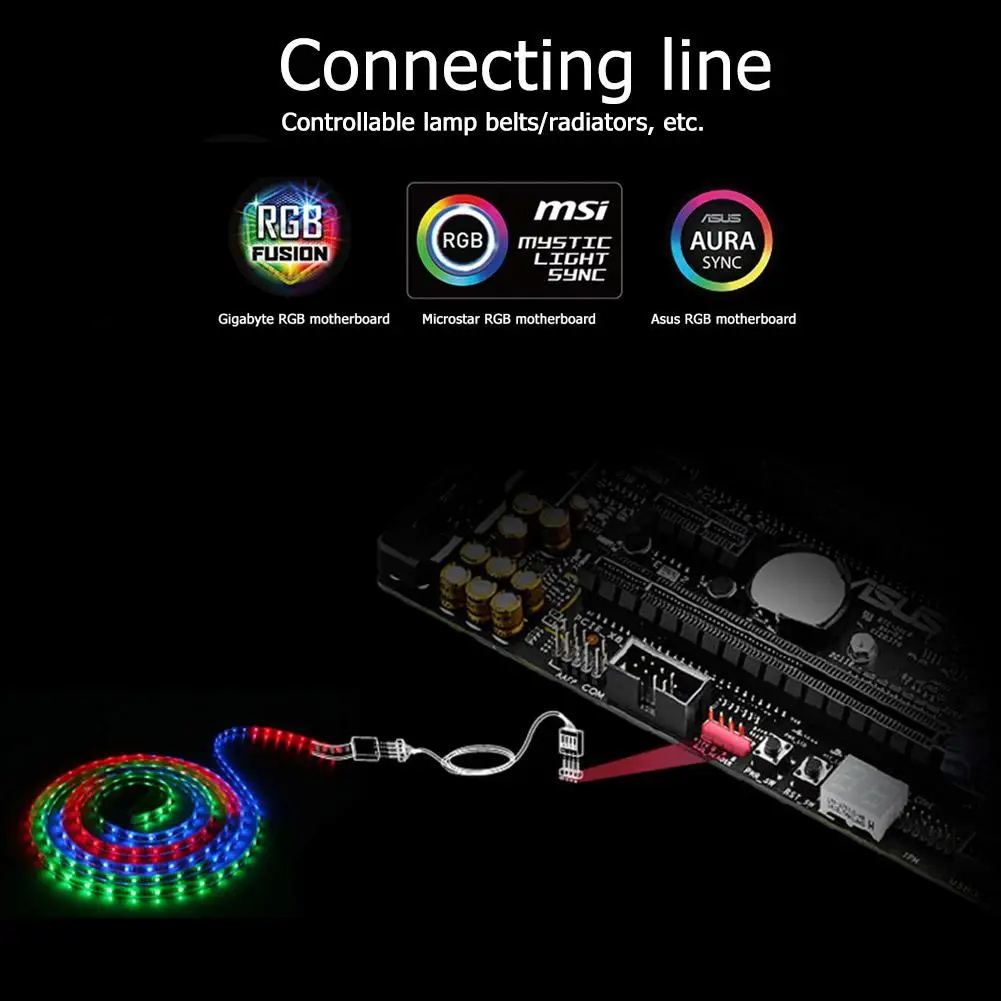 12V 4Pin RGB Соединительный кабель 60 см PC чехол вентилятор Светодиодная лента