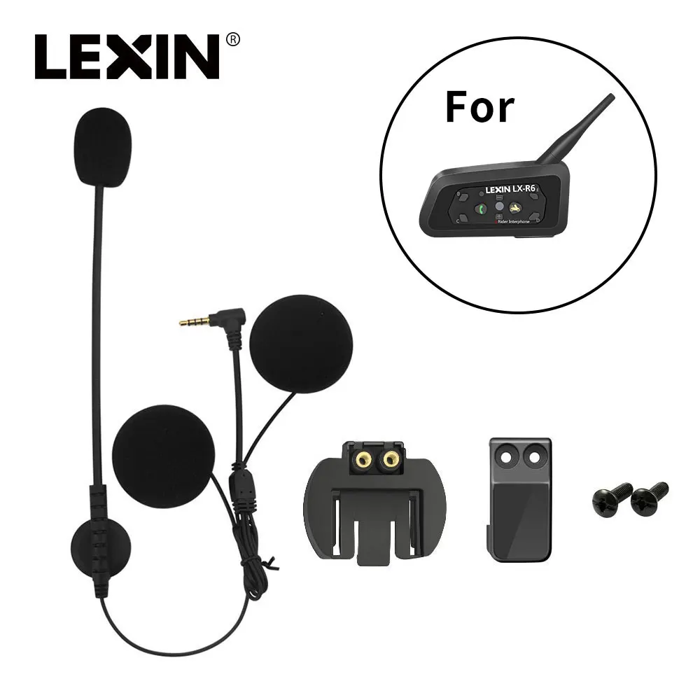 Бренд Lexin гарнитура и клип набор аксессуаров для LX-R6 Bluetooth шлем домофон разъем для наушников