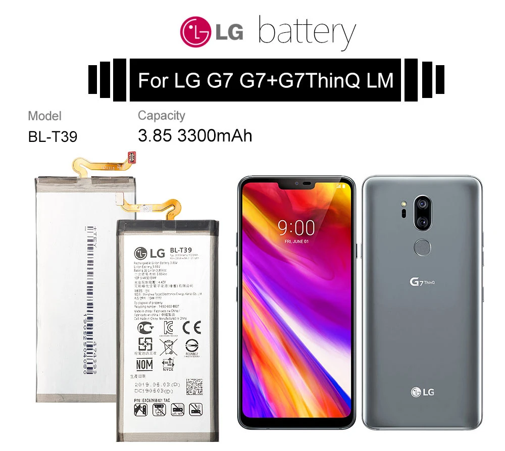 Сменный аккумулятор lg для телефона, BL-T39 для lg G7 G7+ G7ThinQ LM G710, 3300 мА/ч, Оригинальные аккумуляторы для телефонов+ Бесплатные инструменты