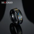 Крутое черное титановое стальное синее углеродное волокно SHOUMAN, кольцо на палец с IP-покрытием, пользовательская гравировка имени для мужчин и женщин, подарок вечерние ринку