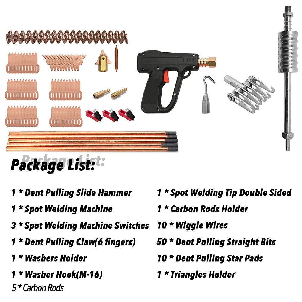 Preço 86 Pçs Kit Extrator Dent Corpo Do Carro Ferramentas De Reparação Eletrodos Soldagem A Ponto Máquina Soldador Remoção Straightenenging Mossas Removedor