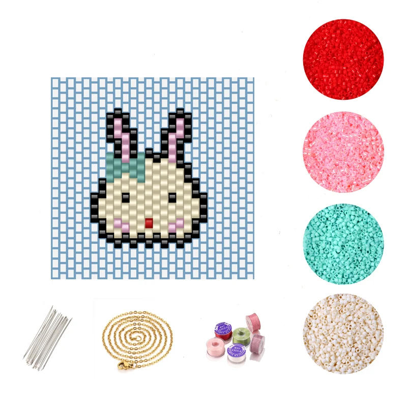 FAIRYWOO милое ожерелье кролик Для женщин кулон DIY Аксессуары для бисера Miyuki комплект