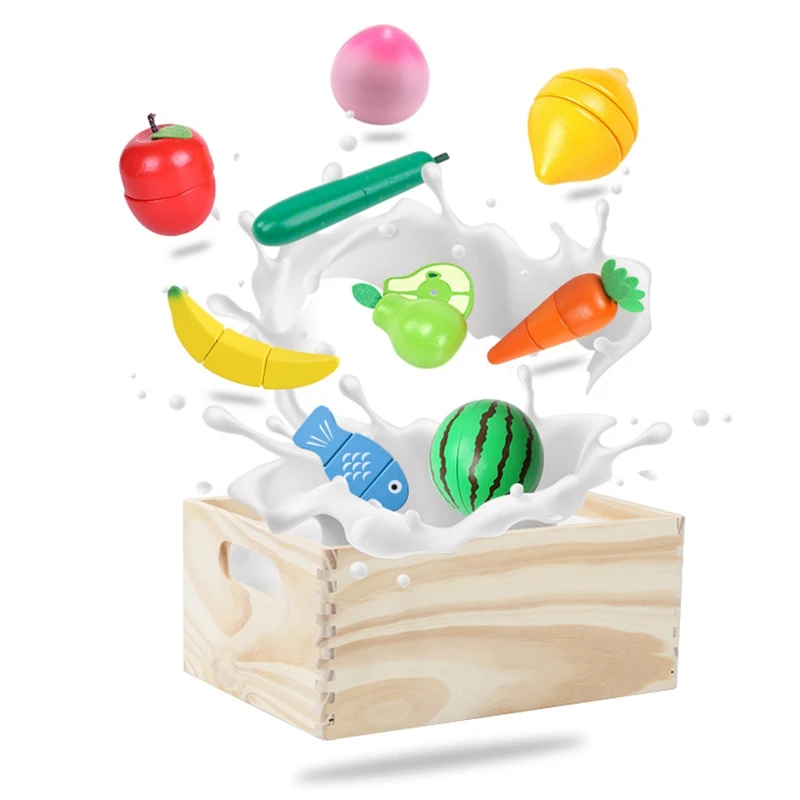 

Kids Wooden netic Cut Fruit and Vegetable Toys Baby Cut and Cut Home Kitchen Toys Children's Play House Pretend Toys