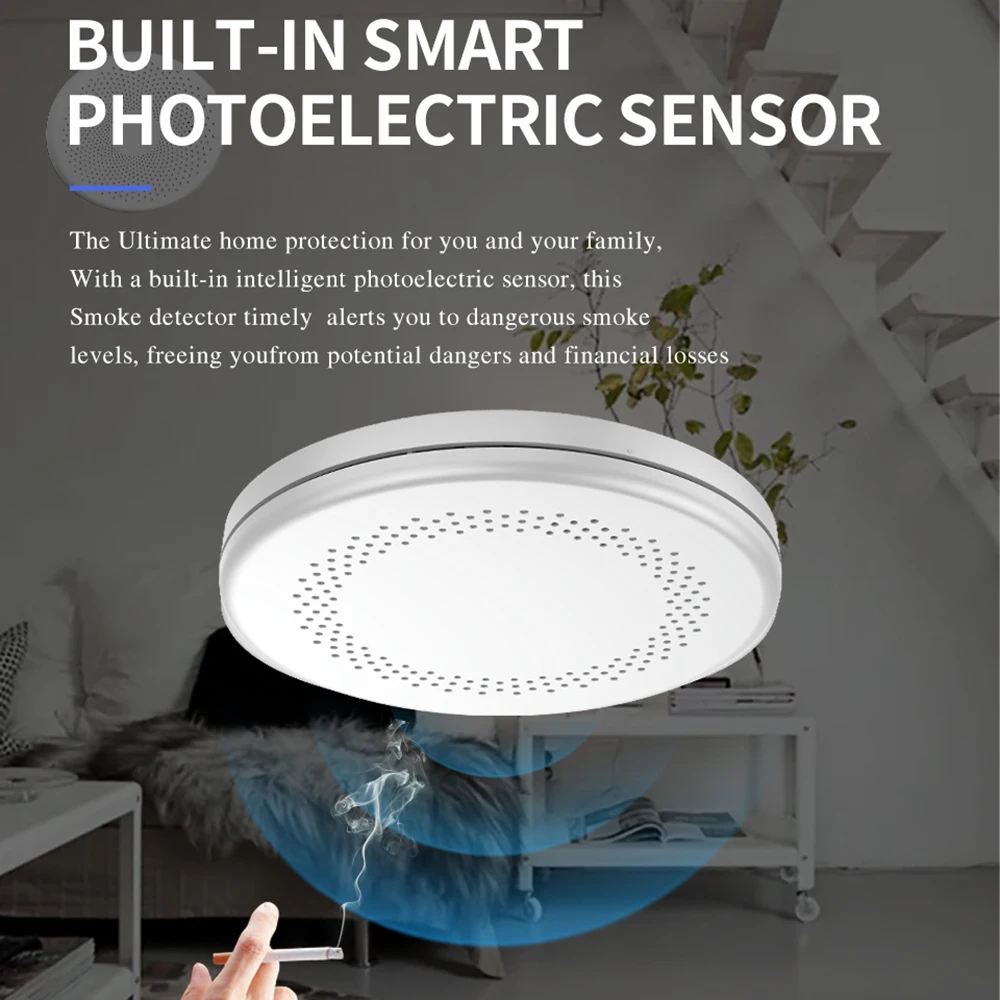 Tuya Smart Home Smoke Detector Connected WLAN AA Battery Fire Detector Test Winner WiFi Fire