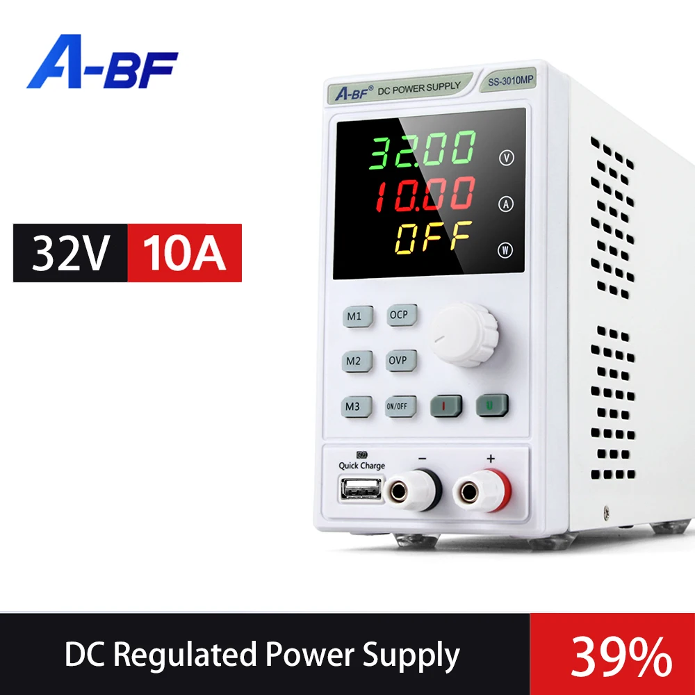 

A-BF USB Laboratory DC Power Supply 32V 10A Adjustable 4 Digit Mini Voltage Regulator Stabilizer Switching Bench Source