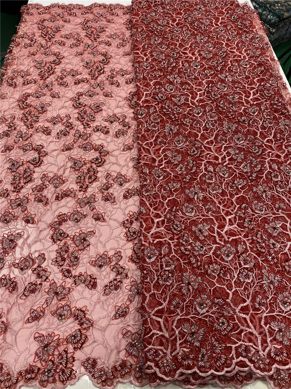 

XIYA Handmade Lace African Beaded Lace Fabric 2020 High Quality French Lace Fabric Nigerian Lace Fabrics For Wedding QF2903B-1