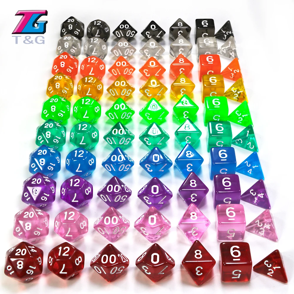 Игральные кости T &amp G 7 шт./лот высококачественные желтые прозрачные игральные D4 d6