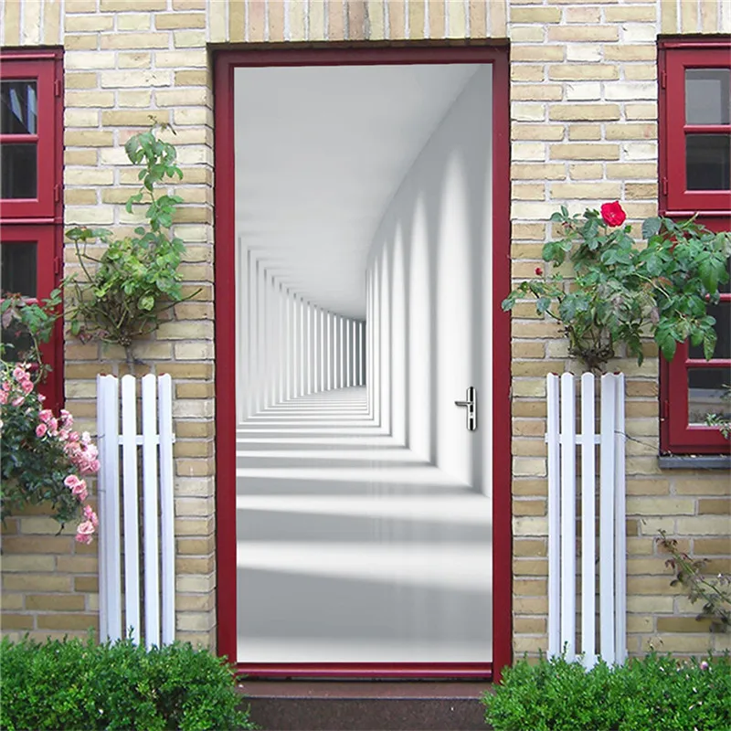 Настенная Наклейка с 3D рисунком двери домашний Декор ПВХ водонепроницаемые обои