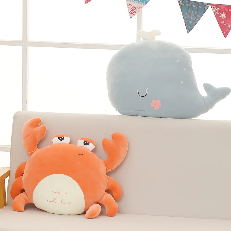 

Cartoon Lion Crab Plush Pillow Stuffed Animal Soft Plushie Whale Goose Pillow Cushion Doll Toys for Girls Children Birthday Gift