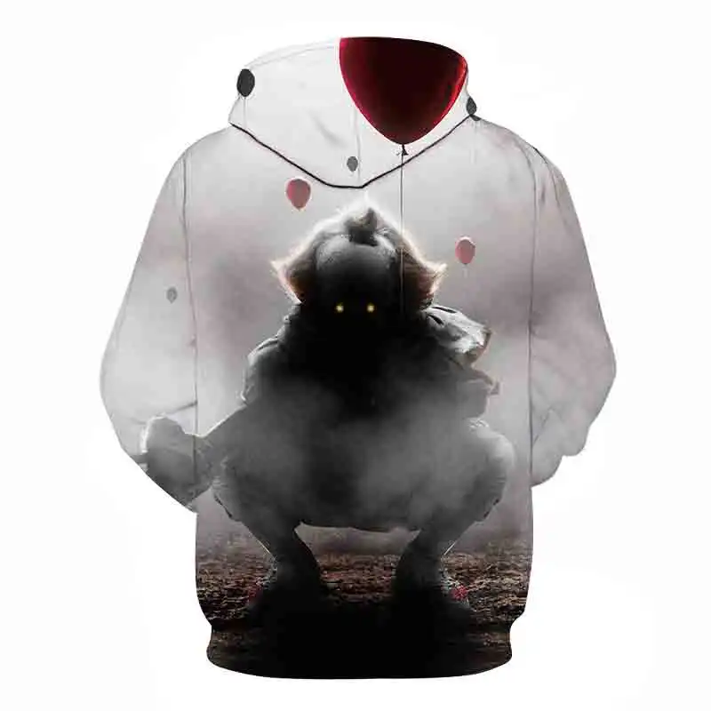 

Horror Movie IT Clown 3D Print Hoodie Funny Pullover joker sweatshirt Hip Hop Sudadera hombre coat winter jacket men harajuku