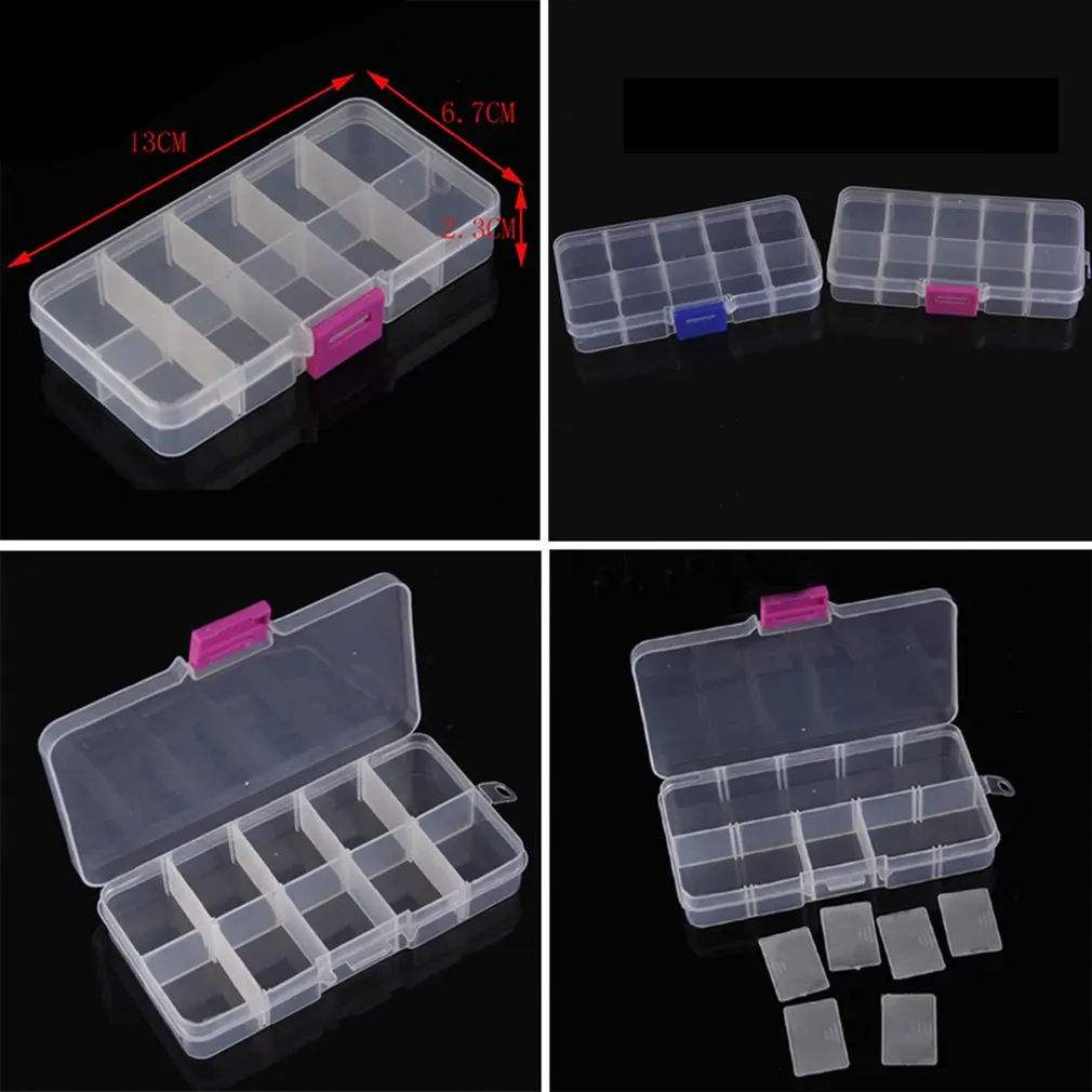 

10 Grids Plastic Storage Box for Small Component Jewelry Tool Box Bead Pills Organizer Nail Art Tip Case