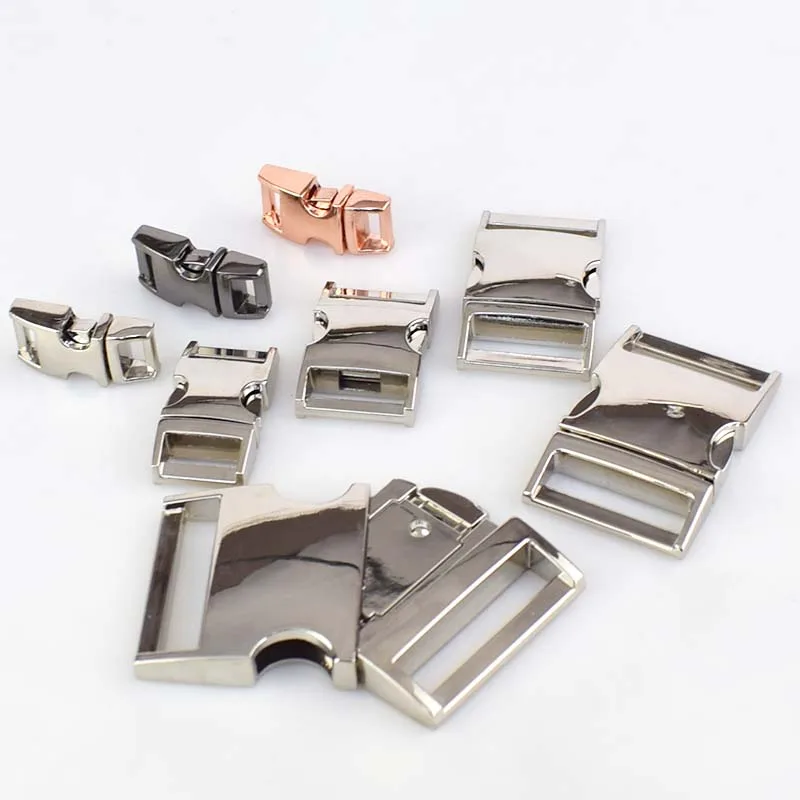 Meetee 2/4pcs 10 38mm Metal Side Release Curved Buckles for Paracord Bracelet Dog Collar Bags Belt Webbing Buckle Accessories|Пряжки и