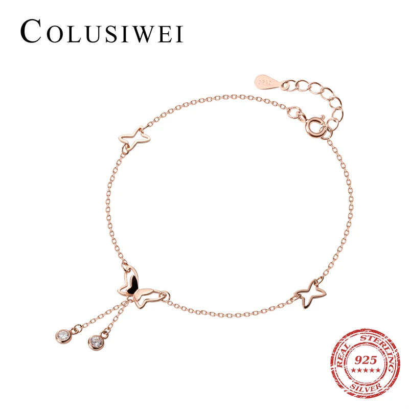 Браслеты Colusiwei с летающей бабочкой для лодыжки из стерлингового серебра 925 пробы