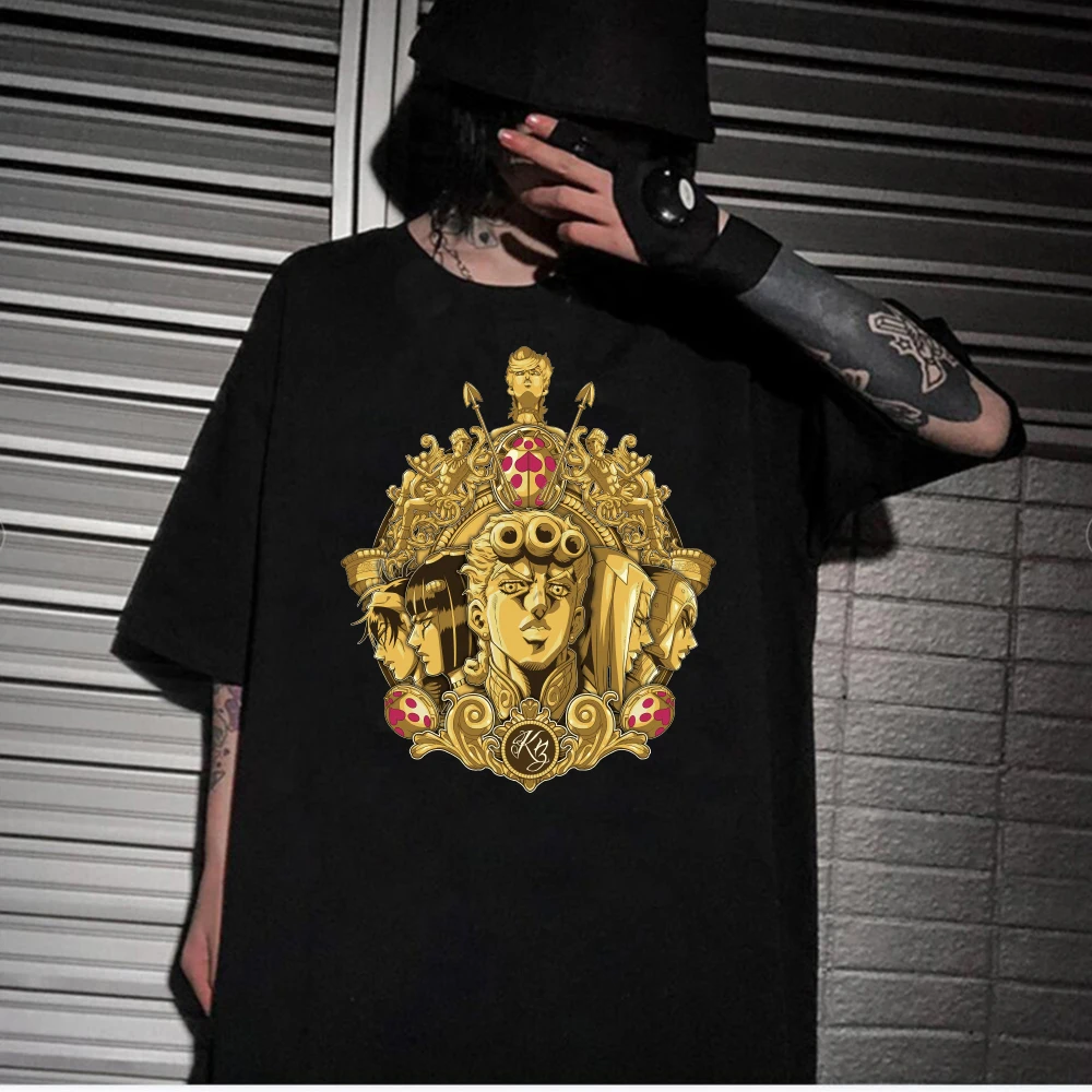 

Футболка с круглым вырезом и коротким рукавом, Повседневная Уличная одежда с аниме «Невероятные приключения Джоджо», осень