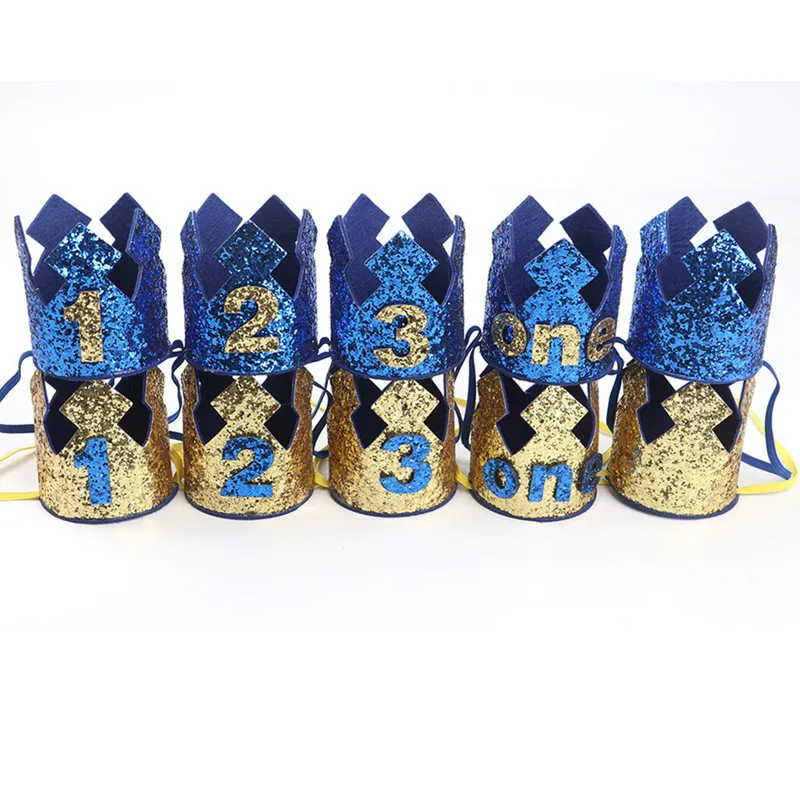 Комплект для мальчиков: Голубая золото наряд первого дня рождения шляпа