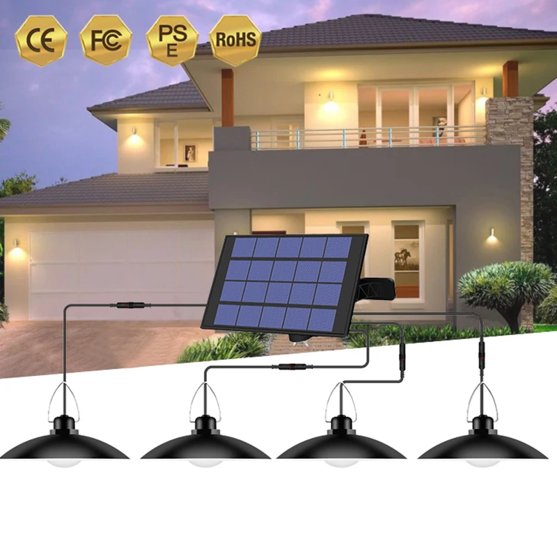 4/2/1 головок Солнечный подвесной светильник с кабелем водонепроницаемые наружные