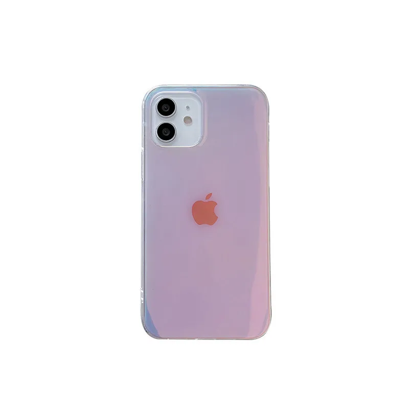 

Rainbow Gradient laser Phone Case for IPhone 12 11 13 Pro Max XR XS Max 7 8 Plus Luxury Clear Silicon Cover for IPhone 11