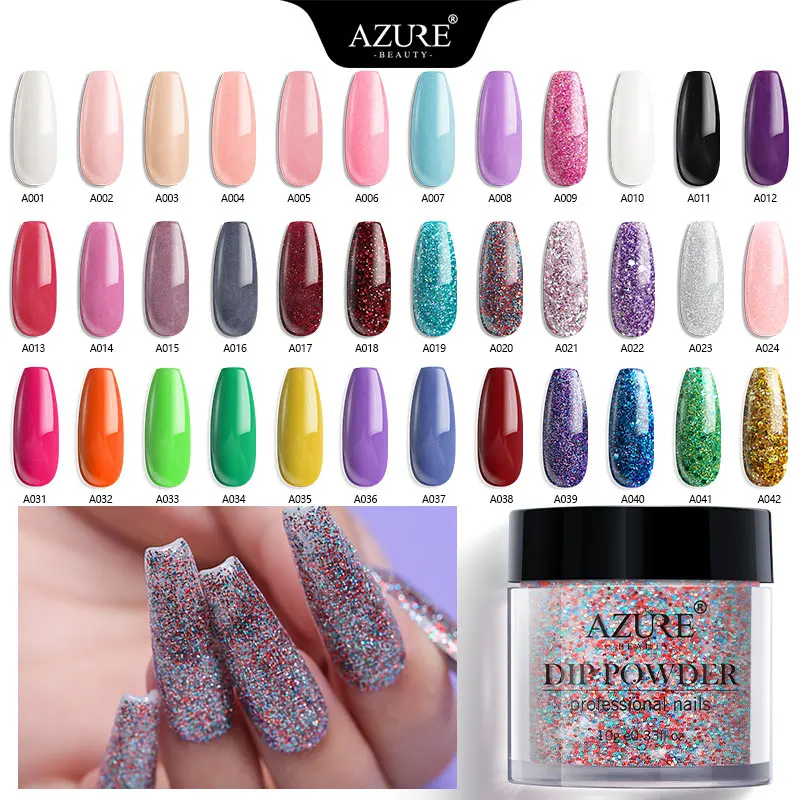 Azure beauty 59 цветов Блестящий погружной порошок нет необходимости Светодиодная лампа сухой градиент цвет Dip система порошок пигмент для ногтей Пудра с голографическим эффектом