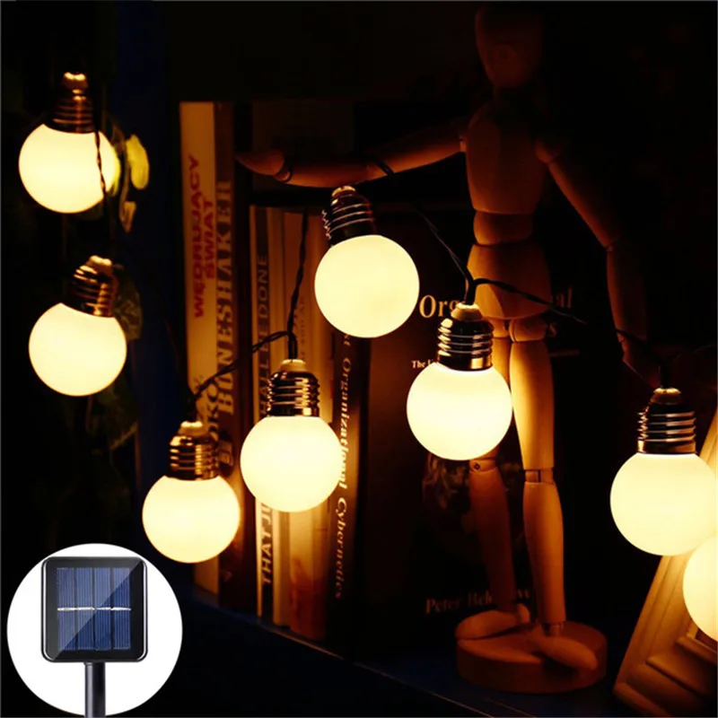

3.5/5m 10/20 LED Solar Powered Bulb String Light Garden Courtyard Decor Lighting