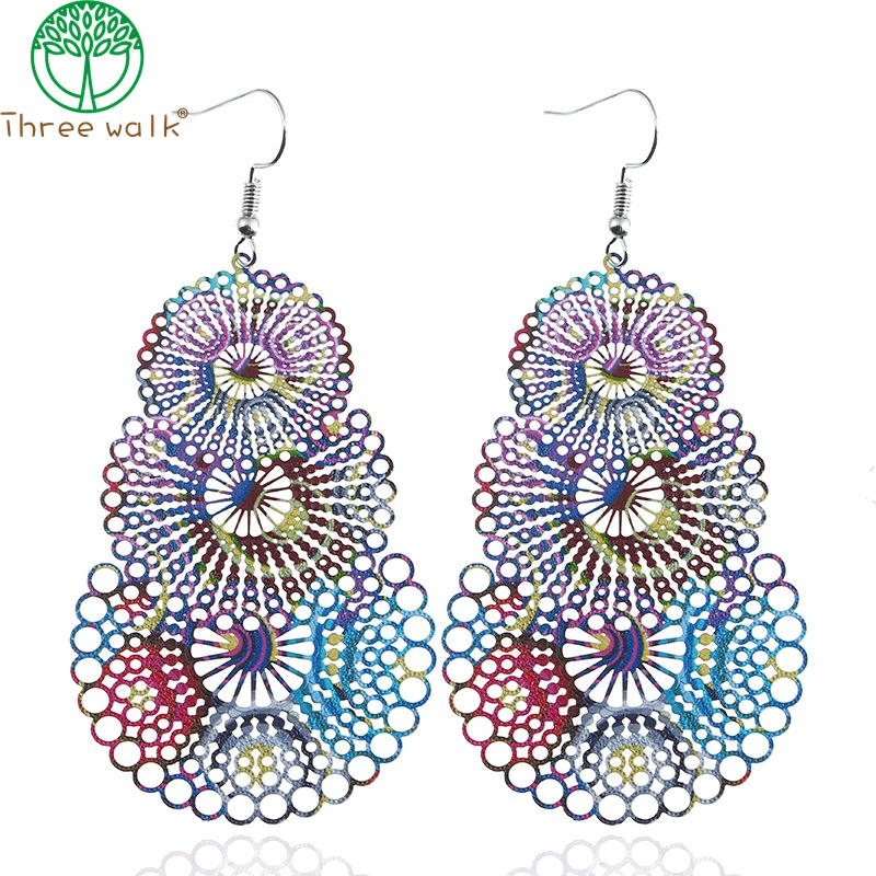 

New Arrival Colorful Stainless Steel Jewelry Long Earrings For Women 2021