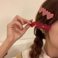 lovely red pink heart korean hair clips for women hairpin crab headband for girls hair accessories headwear ornament wholesale