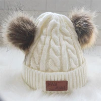 warm lovely winter pom pom hat beanies baby toddler hat pompon thick children knitted cute cap for girls boys casual solid color