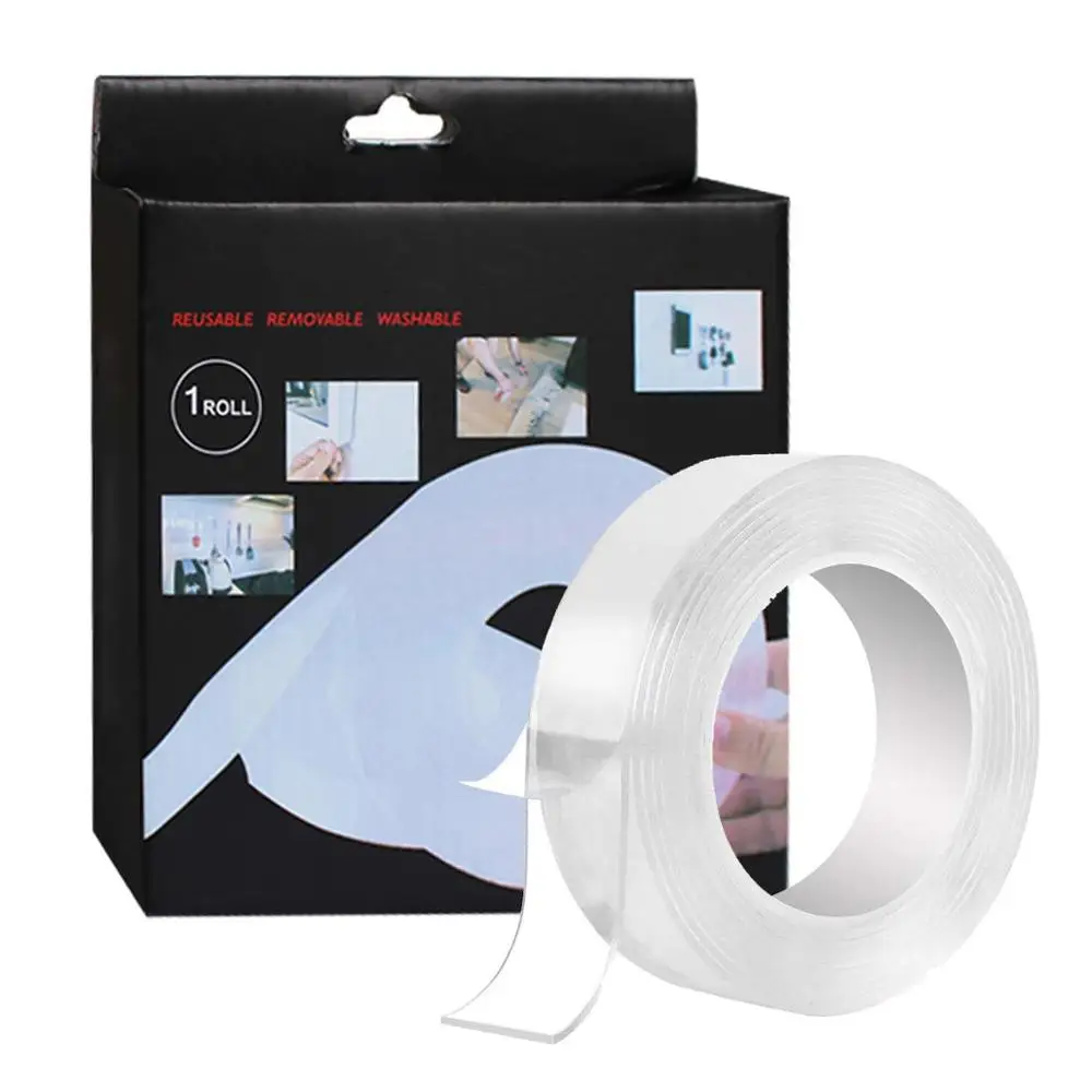 Многоразовая клейкая нано лента без следов двусторонняя липкая Нескользящая