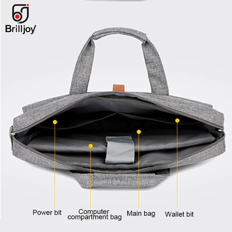 Brilljoy Waterproof Men Women 13 14 15 15.6 inch Laptop Briefcase Business Handbag for Men Large Capacity Messenger Shoulder Bag