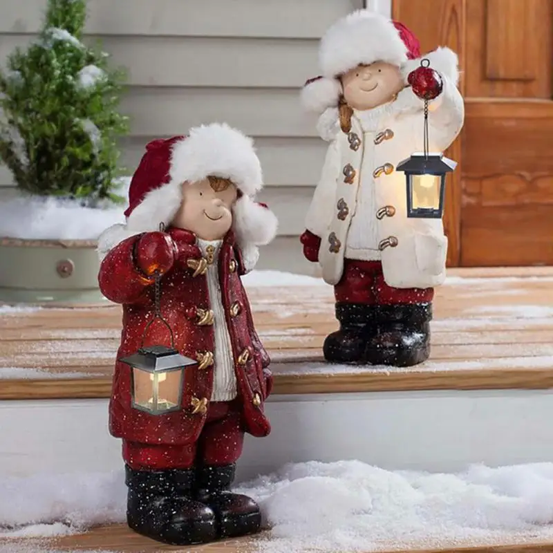 

Lovely Decoration Doll Children Lantern Resin Decoration Crafts Ornament Doll New Year Gift Christmas Tree Decor Miniatures