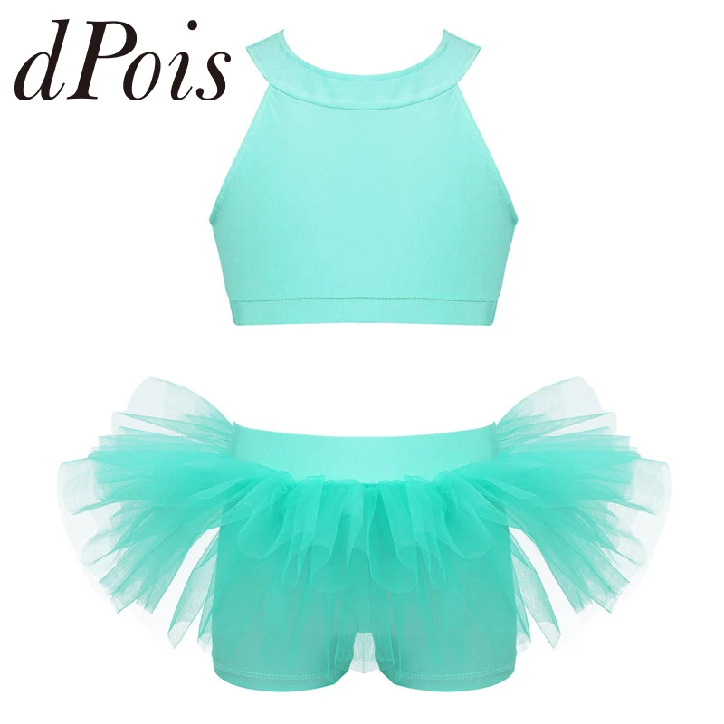 Детский костюм для танцев 2 шт. гимнастический комплект одежды балета топ на