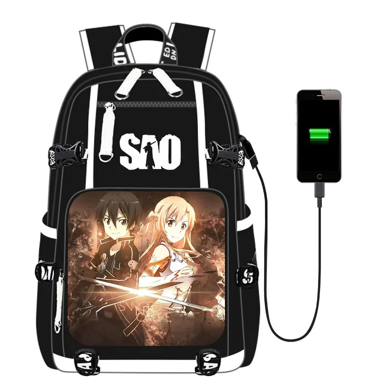 

New Style Anime Sword Art Online Pattern Rucksack Backpack Mochila Schoolbag for Students Boys Girls Teens 2021