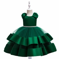 high quality flower girls wedding dress for party dress children costume green bow kids dresses for princess dress 4 10 year