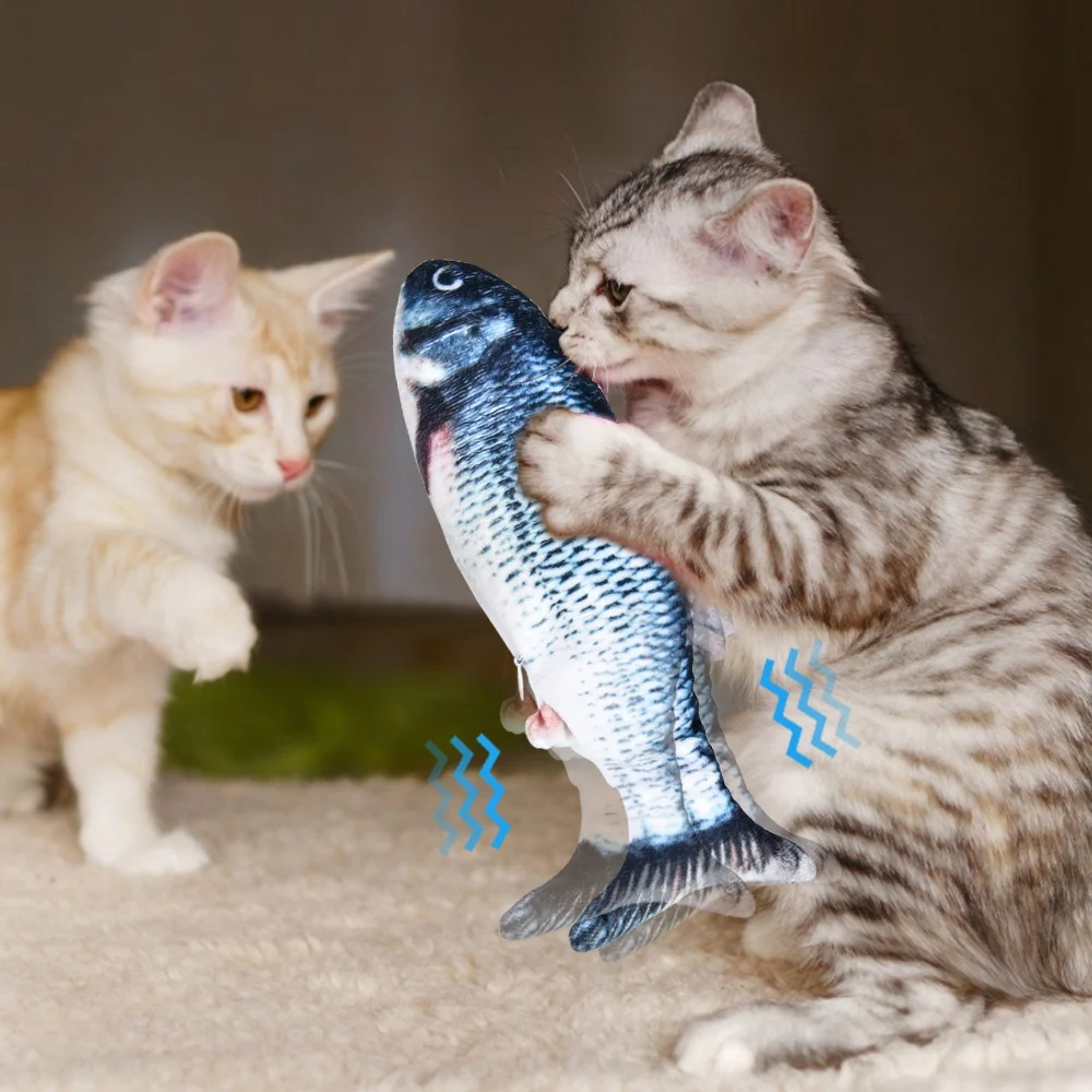 

Realistic Fish Simulation Cat Toys Electronic Flapping Jumping 30CM Interactive Chewing Catnip Toy for Pet Cats Kitten Products