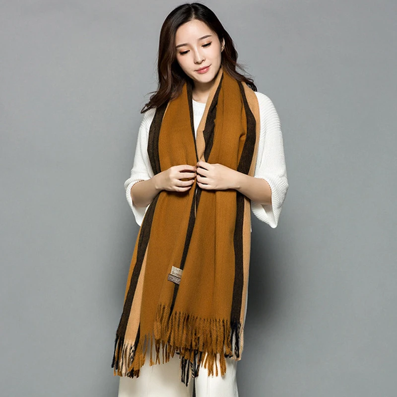 

Женский кашемировый шарф, однотонный дизайнерский шарф из пашмины, Осень-зима 200*70 см,