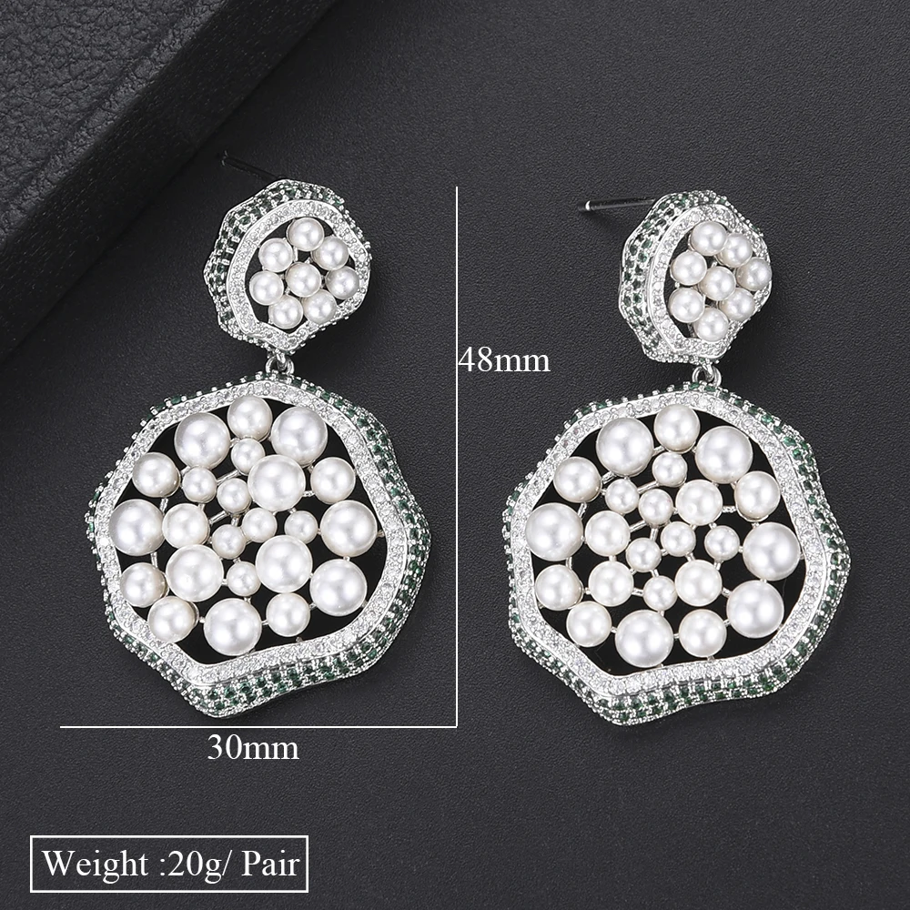 

KellyBola Trendy Fashion Round Pendant Popular Zirconia Drop Earrings Women Wedding Anniversary Dance Party Jewelry Top Quality