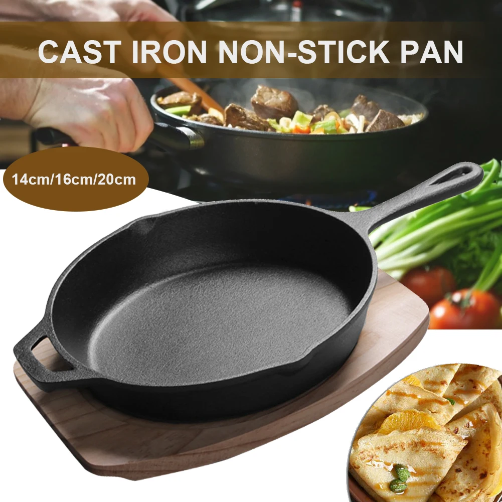 

14/16/20 cm Cast Iron Frying Pan Uncoated Non-Stick Skillet Seasoned Pan Cookware Fryer Kitchen For Frying Saute Cooking
