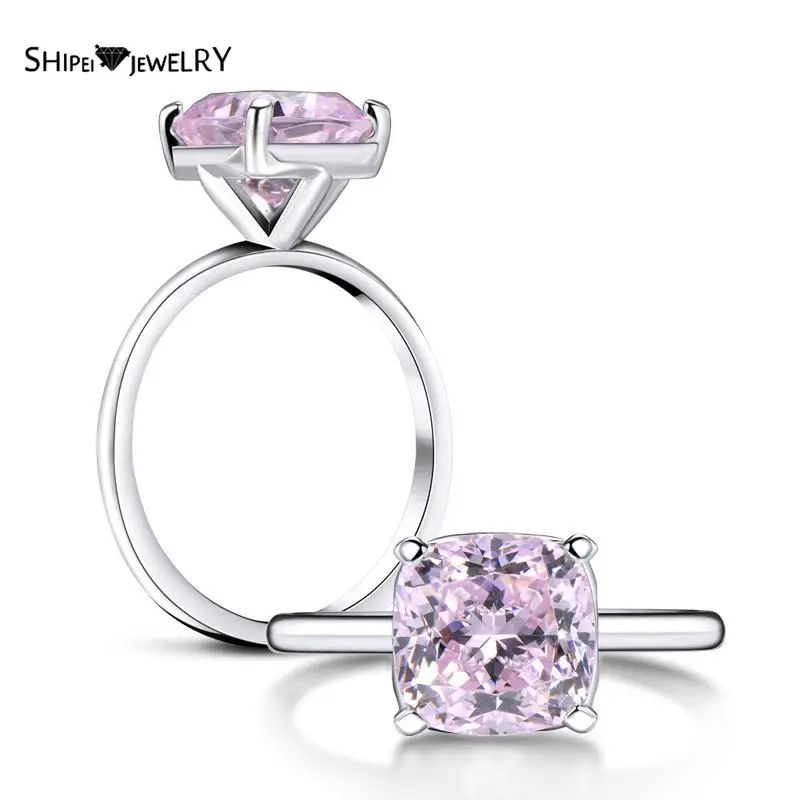 

Женское кольцо с драгоценным камнем Shipei, свадебное Ювелирное Украшение из стерлингового серебра 100% пробы с розовым сапфиром 3 карата, хорош...