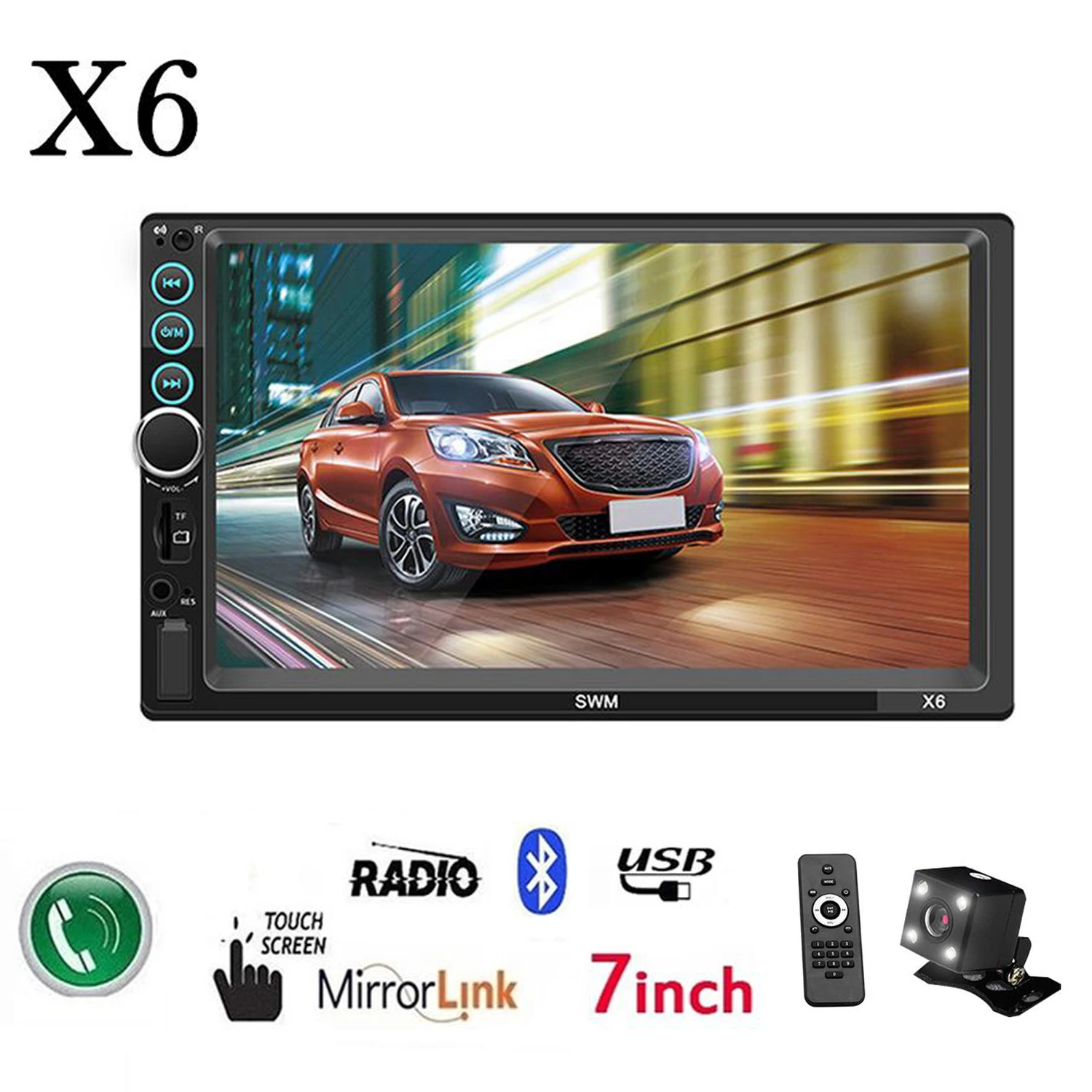 X6 2 дин MP5 плеер Авто FM Радио 7 дюймов сенсорный экран Экран мультимедийный