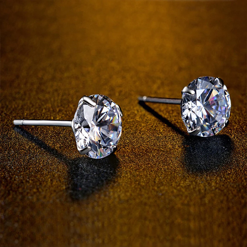 

Серьги-гвоздики женские из серебра 925 пробы, с четырьмя зубцами