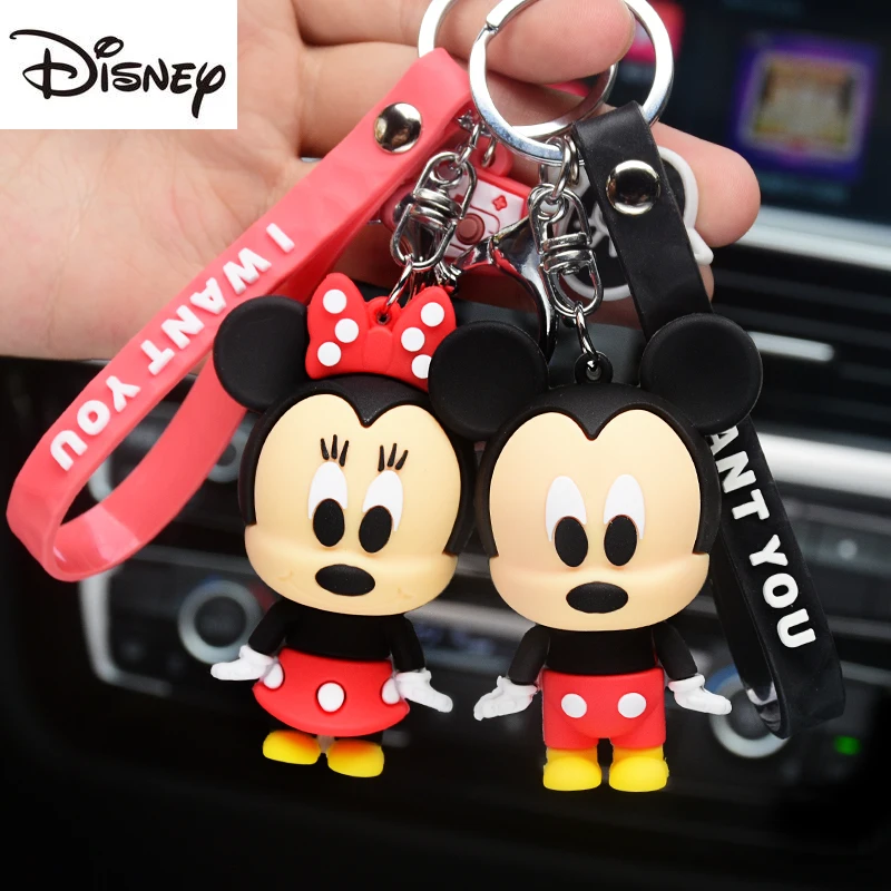 

2021 Disney Creative Mickey Cartoon Keychain Cute Minnie Car Key Pendant Ladies Children's School Bag Decoration Trend Gift