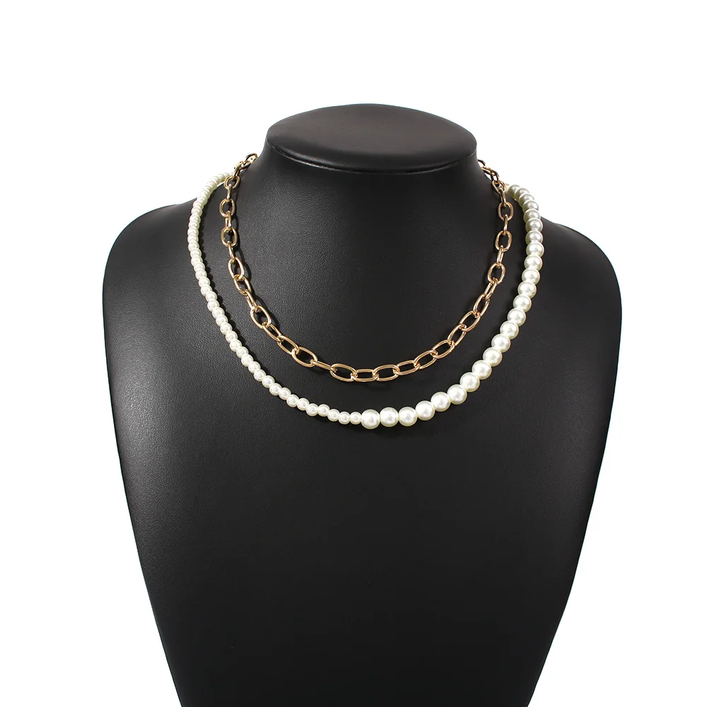

Personality Exaggeration Necklace Feminine Temperament Elegant Imitation Pearl Necklace Fashionable Alloy Multi-layer Neck Chain