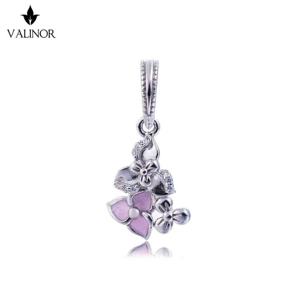 Подвеска для браслета DDBJ078 в виде розовой искусственной серебряной тропической