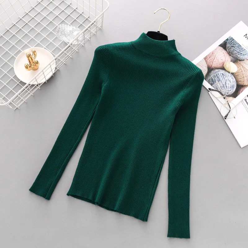 

New Basic Autumn Pullover Women Turtleneck Sweater Knitted Solid Slim Jumper Womens Sweaters 2019 Winter Tops Pull Femme Hiver