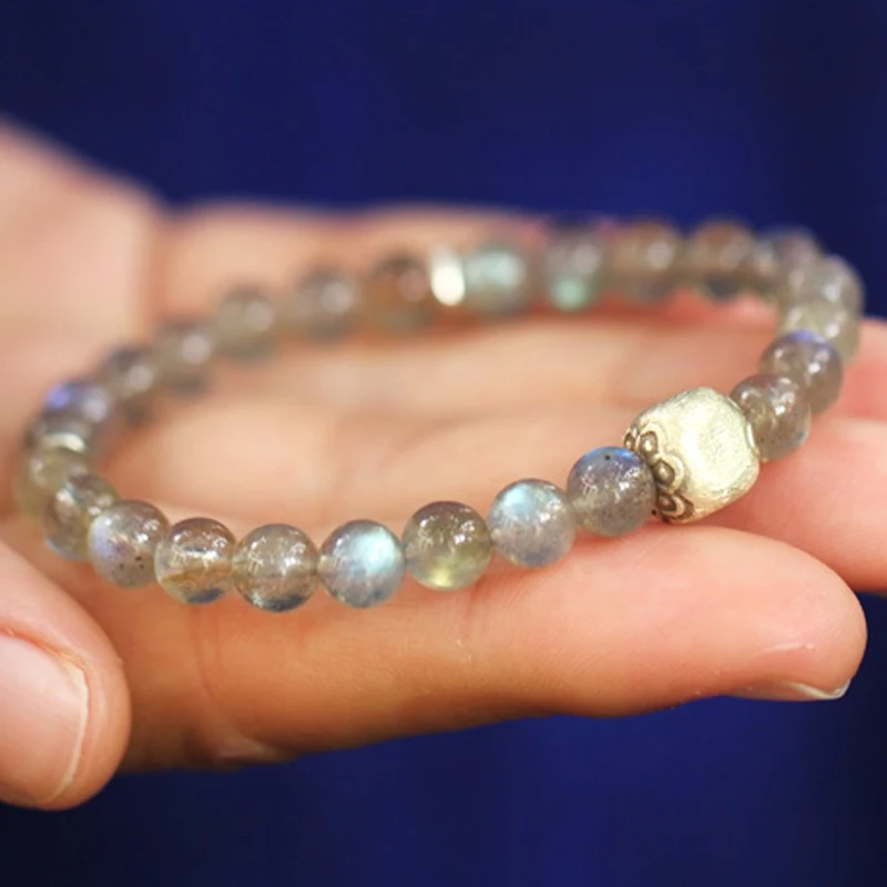 

High Quality Natural Stone Moonstone 925 Sterling Silver Bracelet for Women Handmade Gifts Fashion Jewelry Geometric Square